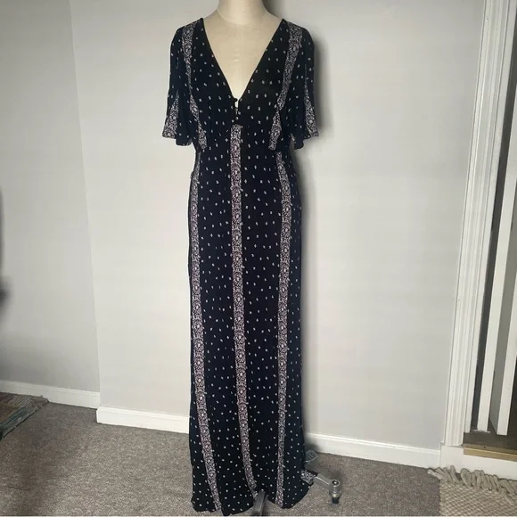 maxi dress leaf print Teal Leaf Print Maxi Dress